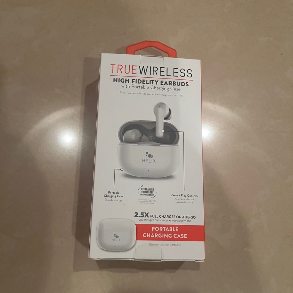 Helix White Wireless Headsets with Charging Case